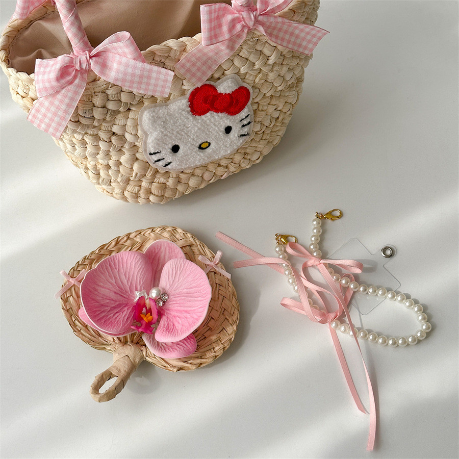 Túi Cõi Đeo Vai Đeo Chéo Hello Kitty Cỏ Dệt Túi Pufan Đi Biển Đi Du Lịch