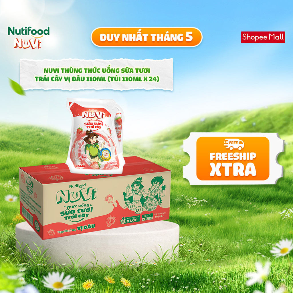 Ảnh NuVi Thùng Thức Uống Sữa Tươi Trái Cây 110ml (Túi 110ml x 24) 3
