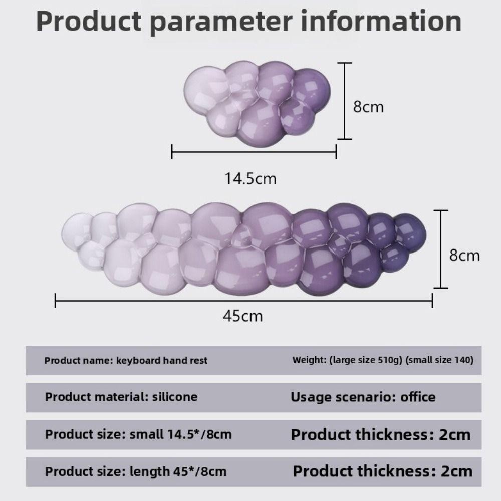 Bàn phím WOODNEST Phần còn lại cổ tay, Hỗ trợ cổ tay silicon hình đám mây chuyển màu, Giảm đau trong suốt di động Miếng đệm cổ tay tiện dụng làm việc