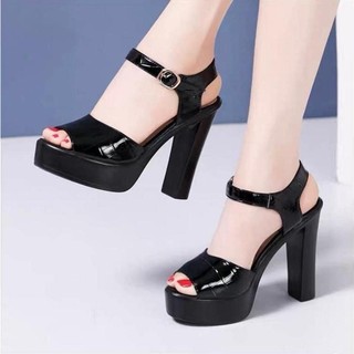 GIÀY SANDAL CAO GÓT QUAI CÁ SẤU 10P Mũi tròn Nữ DéP Shoes XXQ TT VV