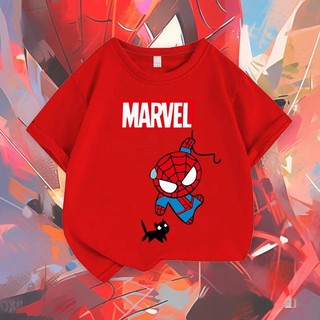 2025 Hoạt Hình Người Nhện Mềm Unisex Trẻ Em Áo Thun Bé Trai Và Bé Gái Top Tee