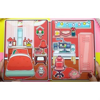 Đô chơi giấy, đồ chơi thủ công Ngôi nhà táo đỏ toca boca búp bê giấy cady home paper