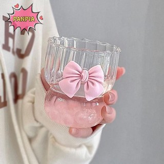 Pnpia Nơ Hồng Thủy Tinh Dễ Thương Cốc Nước Hoạt Hình Nơ Cốc Thủy Tinh Sọc Dễ Thương Doodle Cà Phê Cốc Hộ Gia Đình Trà Trái Cây Nước chanh Bé Gái Quà Tặng Boutique
