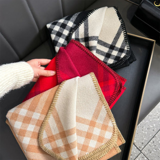 Khăn Choàng Cổ Giả Cashmere Dày Kẻ Sọc Theo Phong Cách Gianna Jun