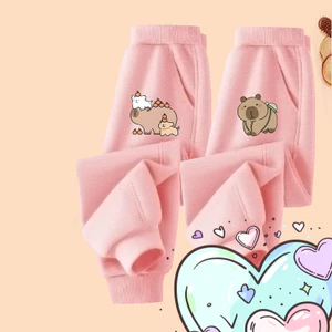 Quần Jogger Ấm Áp Trẻ Em 2024 Quần In Capybara Thời Trang Cho Bé Gái