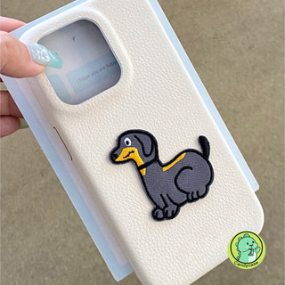 Ốp Điện Thoại Da Thêu Cho Redmi 14R 14C Note 14 13 12 11 10 Pro Plus 5G 4G Vỏ Mềm Hoạt Hình Dễ Thương Dachshund Ins Style