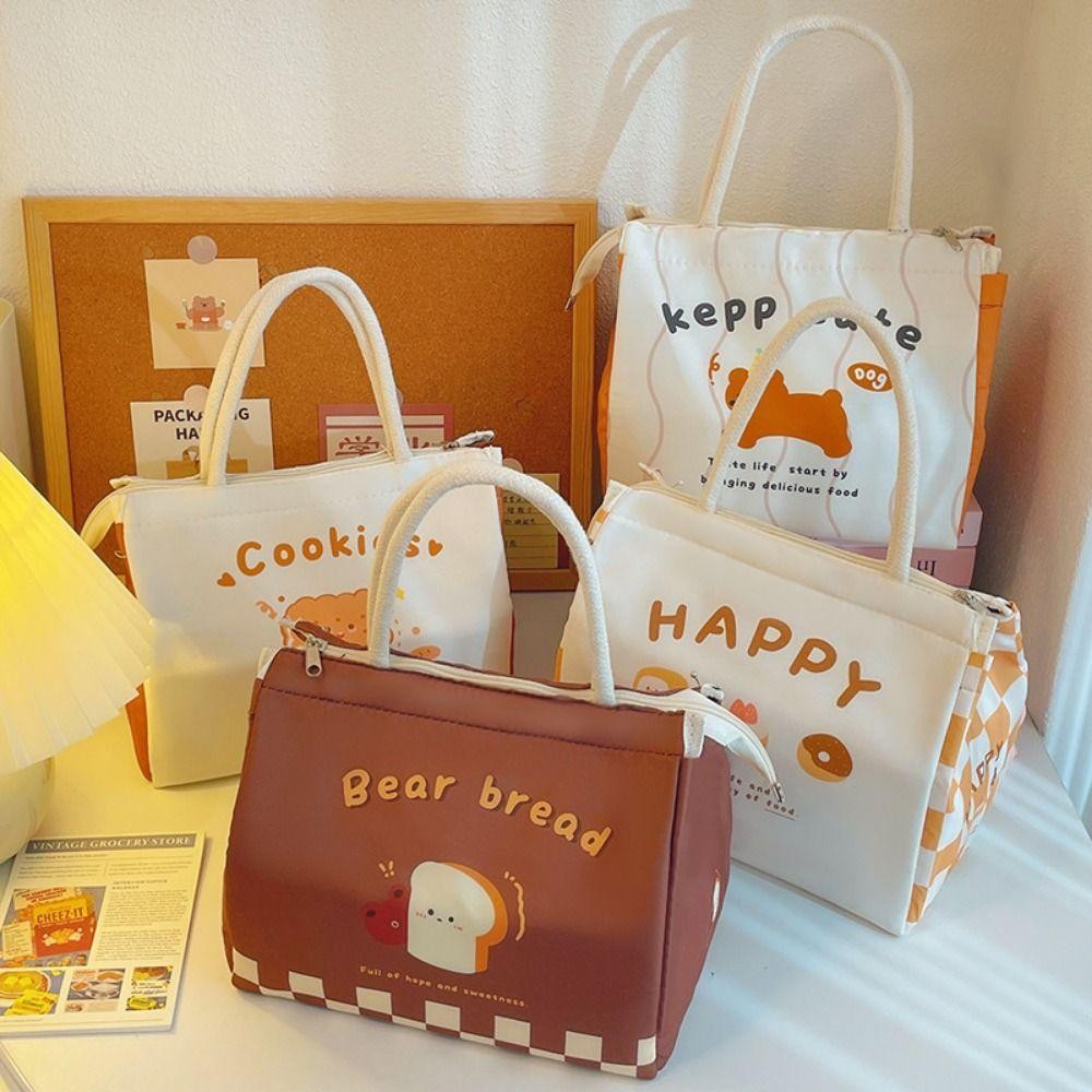 Hộp Cơm Trưa BAMBOOB, Túi Cơm Trưa Nhiệt Đa Năng Lớn, Túi Tote Di Động Hoạt Hình Dễ Thương Túi Bảo Quản Thực Phẩm Nữ Cô Gái Trẻ Em