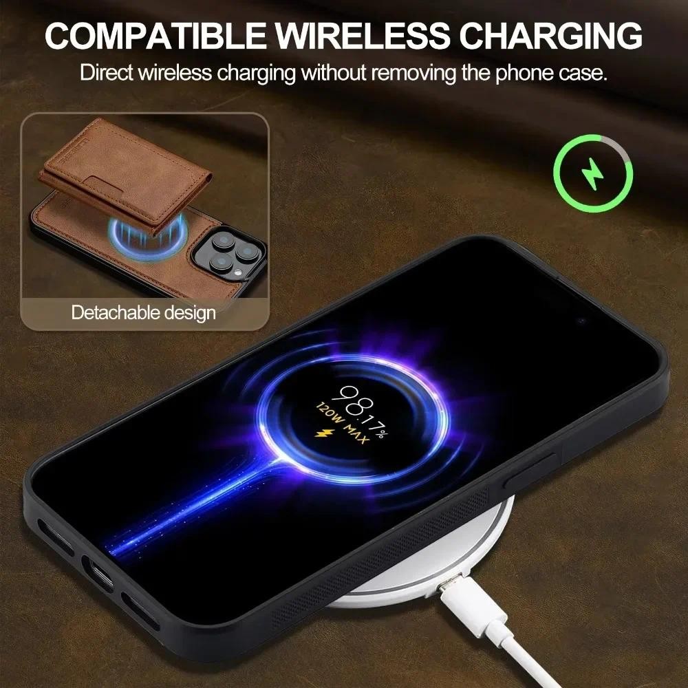 Ốp Ví Có Thể Tháo Rời Cho IPhone 16 Pro Max 15 14 Plus 13 12 11 XS XR X 7 8 SE 2022 2020 2024 Cho Vỏ Điện Thoại Da Từ Tính MagSafe Có Hộp Đựng Thẻ Lật Bảo Vệ Nam Nữ C