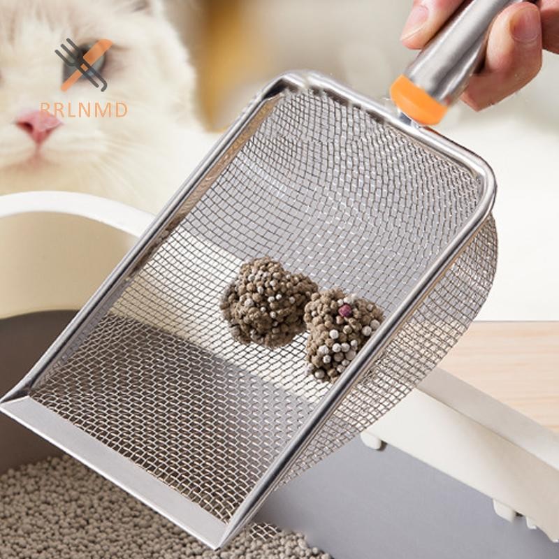 Rrlnmd Thép không gỉ Lưới mịn cho mèo Muỗng dễ dàng làm sạch Xẻng chống dính cho bò sát Cát hiệu quả Muỗng đựng rác bền MỚI