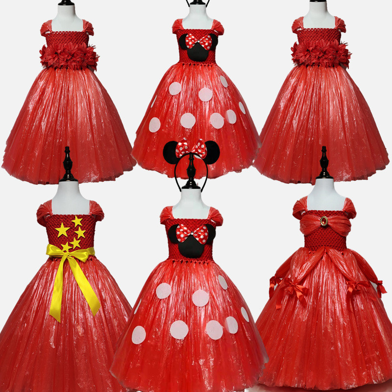 Trẻ Em Frozen Sophia Bạch Tuyết Bảo Vệ Môi Trường Trang Phục Thời Trang Thể Hiện Handmade Tự Làm Quần Áo Tập Đi Cha Mẹ-Con 12.11