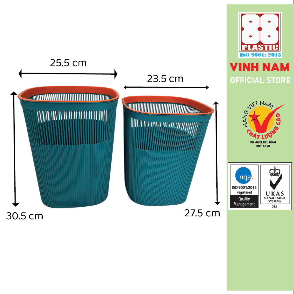 Sọt VUÔNG 2 Màu Cao Cấp VINH NAM Plastic Size Lớn Nhỏ Sọt Rác Sọt Đựng Vật Dụng Hằng Ngày