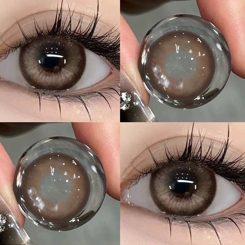 [0.00--6.00] Kính áp tròng Set 2 chiếc Ống kính áp tròng màu xám 14,5mm một năm 0,00---6,00 độ 03