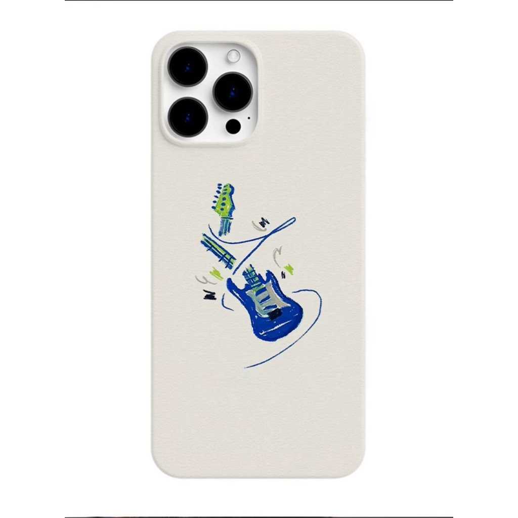 Ốp cứng QYJS đàn guitar đứt dây ốp điện thoại di động phim dùng cho IPhone 16 11 12 PRO 13 14 15 ProMax 7 8 plus XSMAX XR XR XS X SE 14 15 16 PLUS ins phong cách đơn giản chống rơi bề mặt bảo vệ RVLG