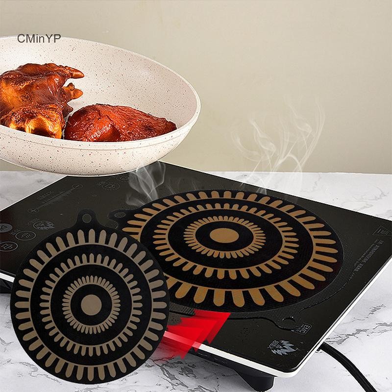 Cminyp 1 Cái Thảm nấu ăn cảm ứng Tấm bảo vệ Hob chịu nhiệt với thiết kế thay đổi màu sắc Vỏ bọc dày Tấm lót silicon Thảm vinh quang