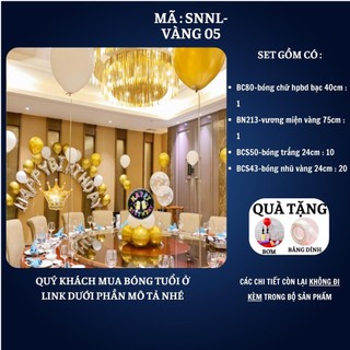 Set trang trí sinh nhật người lớn kiểu hàng quốc màu vàng SNNL-VÀNG 05, Bóng bay trang trí sinh nhật cho bé trai bé gái