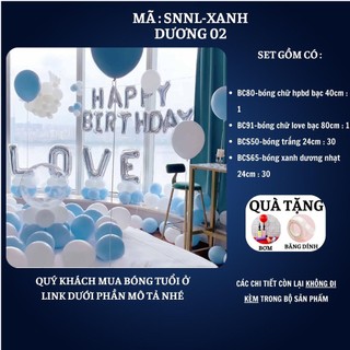 Set trang trí sinh nhật người lớn màu trắng xanh SNNL-XANH DƯƠNG 02,Bóng bay trang trí sinh nhật cho bé trai tại nhà