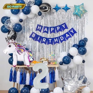 Set Bóng Trang Trí Sinh Nhật Tuổi Meo,tuổi Mão, thôi nôi, 12 con giáp cho bé gái - bé trai SNTE-RÈM BẠC 2-NGỰA TRẮNG