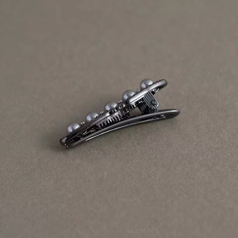 Mauropoli [Sẵn sàng] Màu mờ ban đêm ~ Kẹp ngắn Mini màu đen sang trọng Tính khí Retro kiểu Pháp Nổ Kẹp tóc Phụ kiện đầu đơn giản