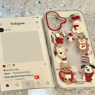 Ốp điện thoại giá đỡ chó con Tây Nguyên hoa hồng dùng cho iPhone 16/15promax/14 mẫu mới 13/12/11PRO thích hợp xsmax/xr sáng tạo plus chống rơi lỗ lớn bao toàn bộ vỏ bảo vệ SJX4