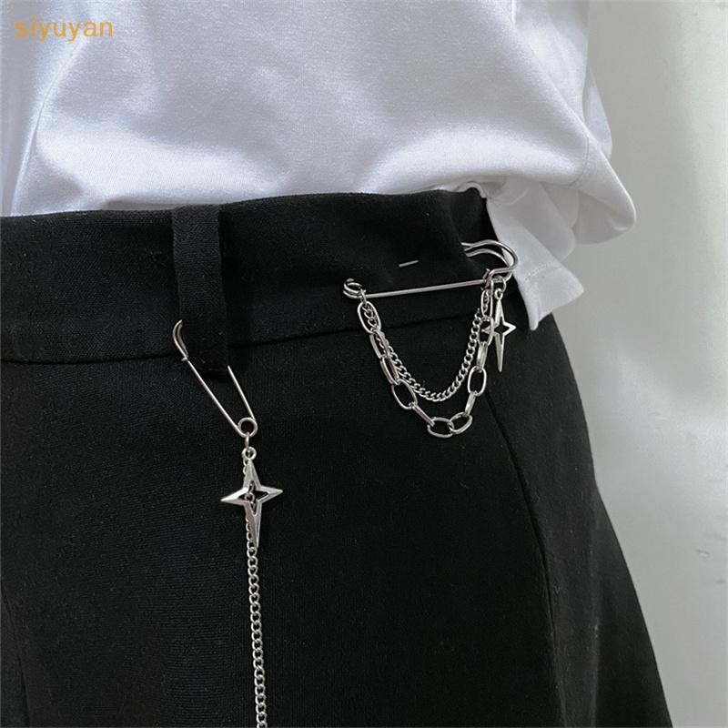 Siyuyan Phong Cách Hàn Quốc Dây Xích Kim Loại Thổ Cẩm Cho Nữ Phù Hợp Với Trang Trí sel Kim Loại Dây Xích Hạt Pin Vải Trang Sức Phụ Kiện VN