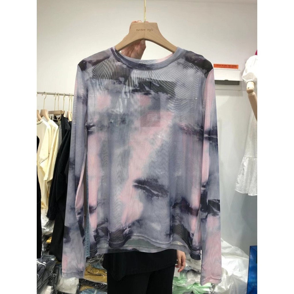 Milyfashion Tie-Dye Đế gạc in hình Slim-fit Dài tay T Summer Thin Sunscreen See @ -