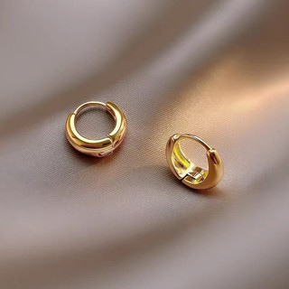 Vintage Audrey 18k Mạ Vàng Thép Titan Vòng Đeo Tai Nữ Đa Năng Tối Giản Giọt Nước Hình Tròn Bông Tai