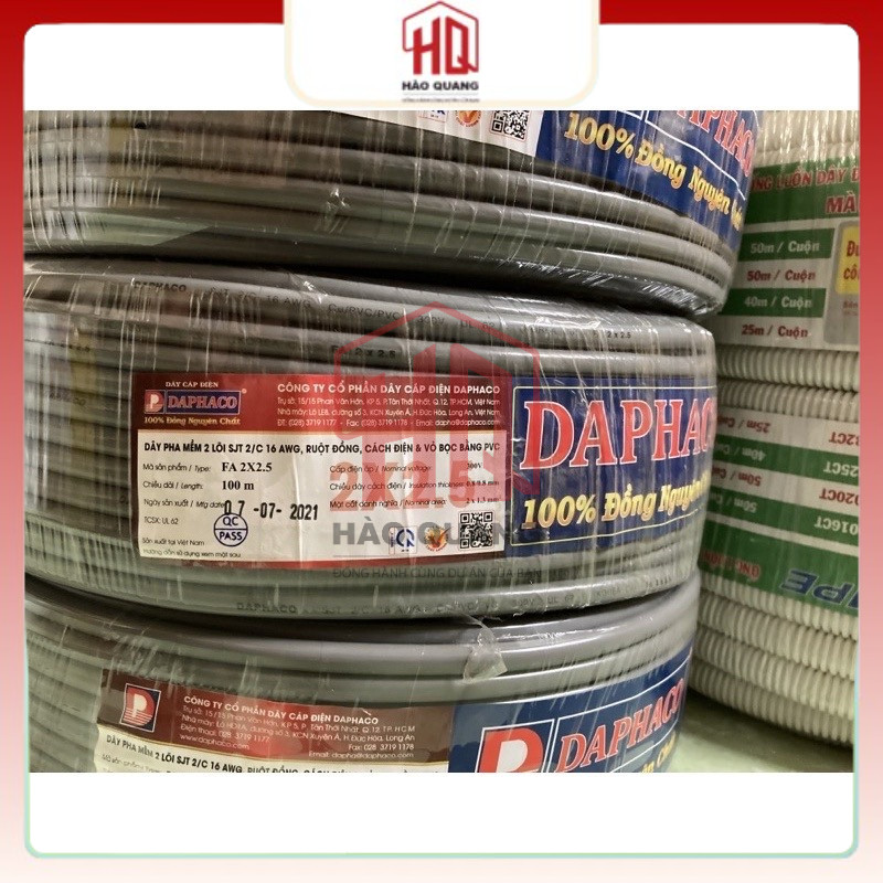 (Mét) Dây Điện Đôi Tròn Daphaco 2x2.5mm Vỏ Xám | Lõi Đồng Nguyên Chất | Dây Dẫn Điện Dân Dụng