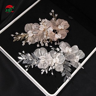 Kẹp tóc đính hạt hoa đồng thủ công phong cách mới cho cô dâu phụ kiện cưới