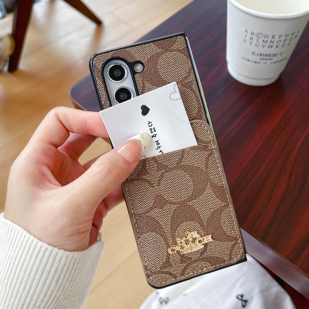 Ốp điện thoại gập sang trọng cao cấp cho Samsung Galaxy Z Fold 2 3 4 5 6 Vỏ độc đáo cổ điển cho Z Fold6 Với giá đỡ thẻ sang trọng Vỏ bảo vệ chống sốc