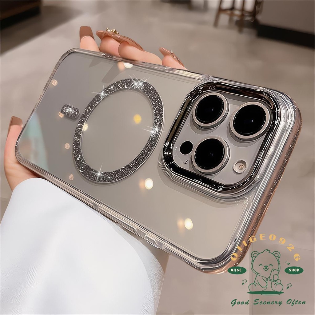 Ốp điện thoại từ tính lấp lánh trong suốt iphone16 Pro Max 15 14 13 12 11 vỏ cho vỏ iPhone vỏ mềm TPU chống sốc