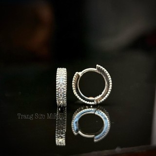 Khuyên tai nam nữ đính đá size 1cm, khuyên tai basic nam nữ