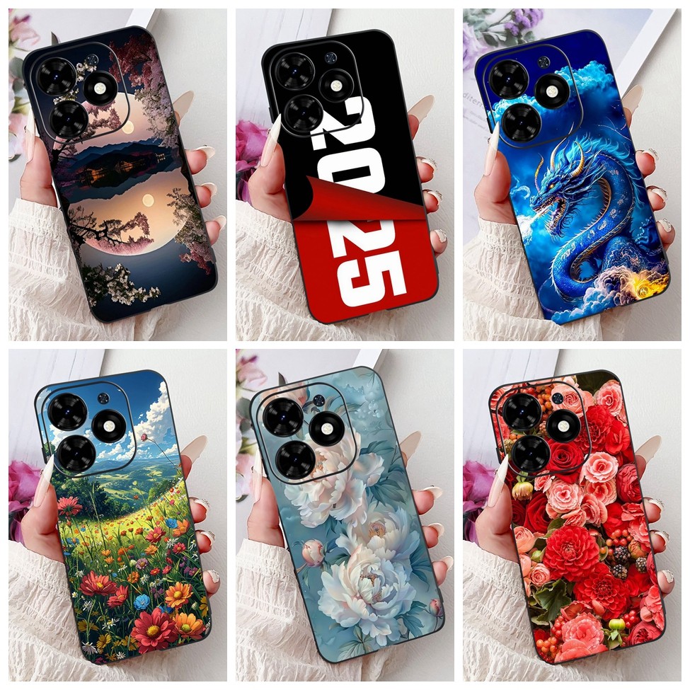 Ốp Lưng Tecno Spark Go 2024 Thẩm Mỹ Mèo Dễ Thương Thời Trang Hoa Sơn Bao Spark Go 2024 Tecno BG6 Vỏ Điện Thoại