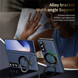 Vỏ bọc bản lề phục hồi tự động từ tính samsung galaxy z fold 7 z fold 6 / 5 / 4 / 3 / slim / w25 giá đỡ vòng da