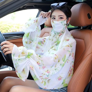 Khăn choàng chống nắng Khăn choàng voan băng lụa Khăn choàng chống tia cực tím Bộ đồ che mặt mùa hè Phiên bản Hàn Quốc