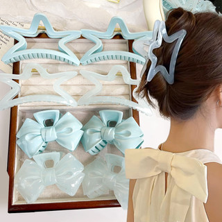 Sweet Girls Cream Màu Xanh Serise Kẹp Tóc Hình Móng Vuốt -Hàn Quốc Hình Học Rỗng Pentagram Nơ Lấy Kẹp