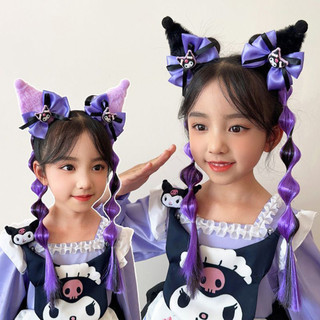 Phim hoạt hình Series Dây buộc tóc giả màu tím có giá trị cao cho trẻ em, Độ đàn hồi cao, Phụ kiện tóc giả Kuromi dễ thương