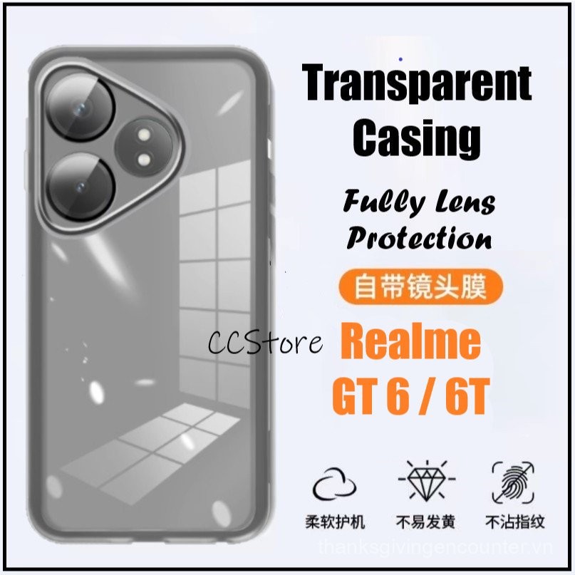 Realme Ốp TPU mềm bảo vệ toàn diện trong suốt GT6/6t 5g chống rơi bảo vệ toàn diện ống kính