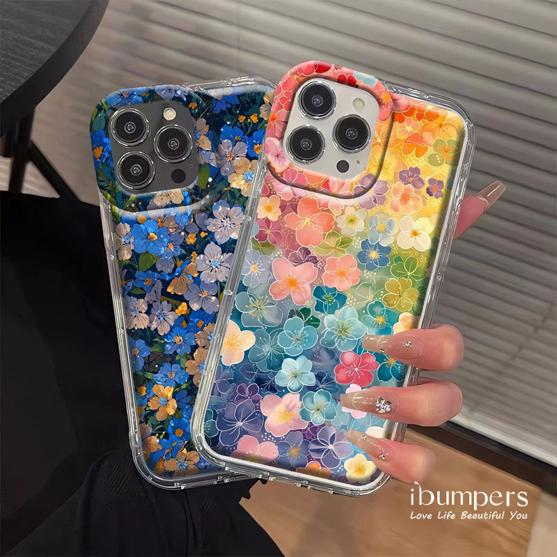 ibumpers Ốp Điện Thoại iPhone Hình Hoa Tuyệt Đẹp Cho IPhone 16 15 14 12 13 11 Pro Max IP 7 8 Plus X XS XR Mẫu Sóng Ốp Lưng Trong Suốt Dày Dặn TPU Mềm Chống Sốc