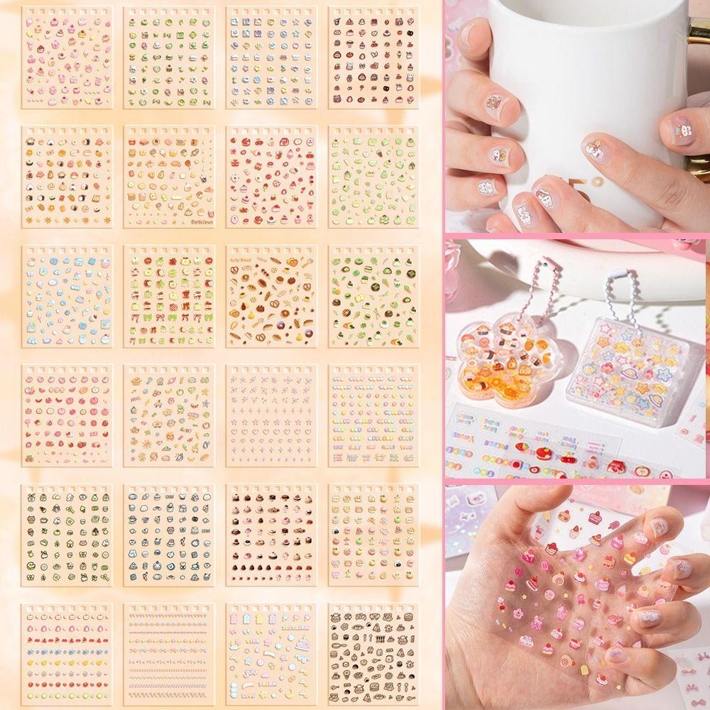 BAMBOOB 24 Miếng Dán Móng Tay, Miếng Dán Cốc Đa Năng Không Phản Hồi, Thời Trang Tự Dính DIY Hoạt Hình Dán Để Trang Trí Móng Tay Nghệ Thuật