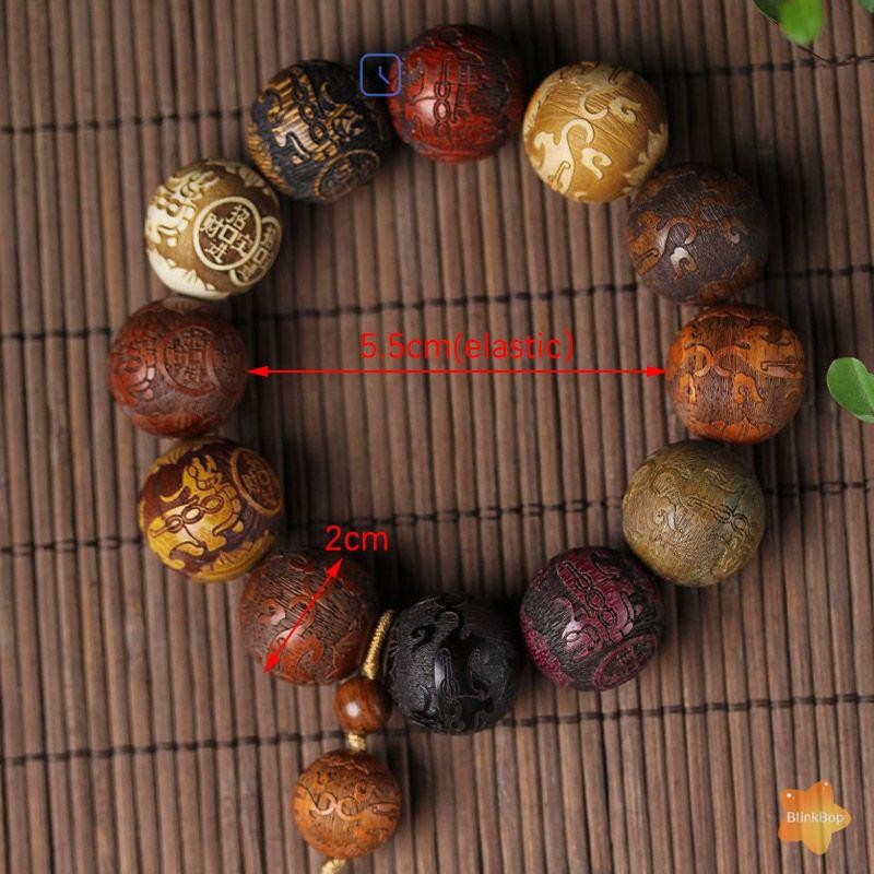 [KvJJL-t] Vòng tay đính cườm chạm khắc gỗ thủ công 20mm cổ điển có mặt dây chuyền dành cho nam và nữ Quà tặng trang sức mới