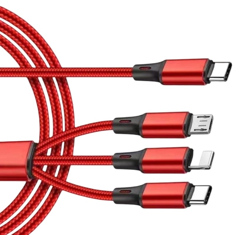 Cáp sạc nhanh IOR 3 trong 1 USB C Dây bện 4ft linh hoạt và độ bền