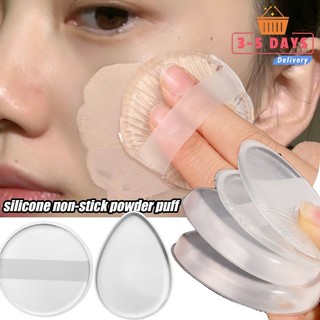 [3-5 Ngày Đến] 1-4 Miếng Puff Bột Silicon Trong Suốt - Miếng Puff Ngón Tay Cái Tròn - Không Ăn Bột Thạch - Miếng Bọt Biển Trang Điểm Giọt Nước - Dụng Cụ Trang Điểm - Có Thể Tái Sử Dụng, Mềm Mại