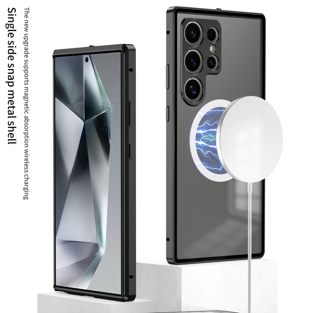 Ốp Điện Thoại Từ Hợp Kim Nhôm Kim Loại, Dành Cho Samsung S26 S25 S24 Ultra S24 S25 Plus Mờ Mặt Sau Bảo Vệ Ống Kính Chống Sốc