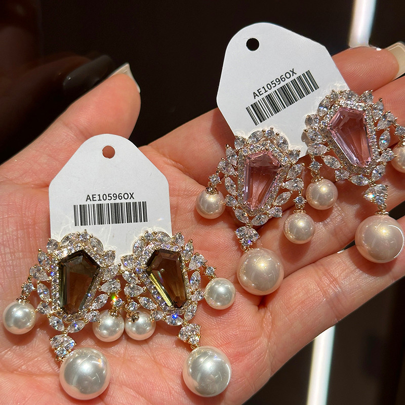 Bông tai tua rua ngọc trai Zircon thanh lịch thời trang sang trọng nhẹ nhàng