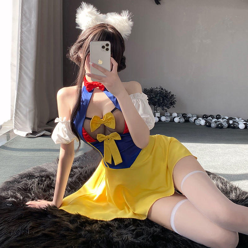 Đồ lót sexy cosplay Passion Bạch Tuyết phong cách mong muốn thuần khiết, một mảnh khoét ngực, đồng phục hầu gái nổi tiếng trên internet