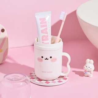 Cốc súc miệng nhựa di động, hộp đựng bàn chải đánh răng hoạt hình dễ thương cho gia đình