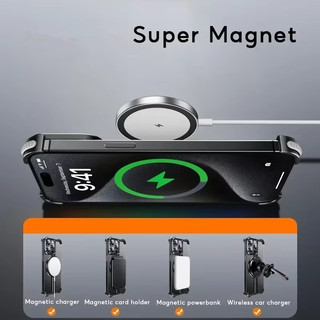 [Jlk] Ốp điện thoại từ tính không khung kim loại cho iPhone 16 / 16 Pro / 16 Pro Max S24 Ultra S24 + S24Plus Vỏ điện thoại bảo vệ tản nhiệt tích hợp