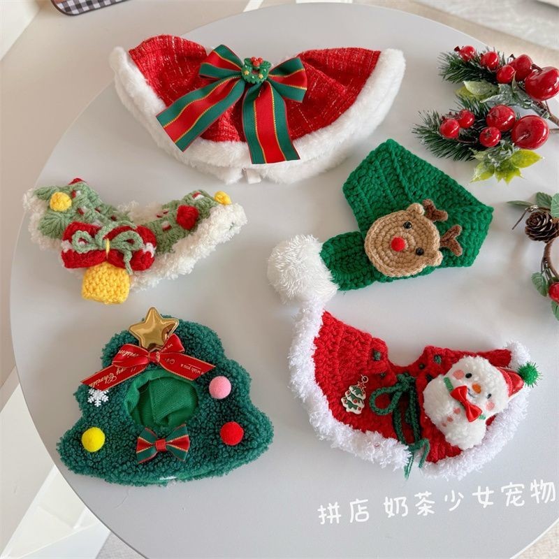 Thú Cưng Giáng Sinh Nai Sừng Tấm Trang Trí Cổ Mèo Khăn Cho Chó Mũ