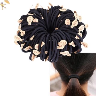 [Gou] 10 Dây Màu Đen Dây Co Giãn Dây Buộc Tóc Dày 4 Mm Dây Buộc Tóc Nữ VN