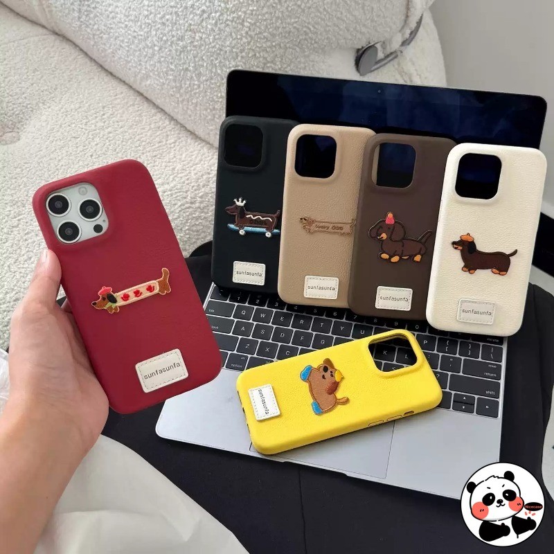 Vỏ Dachshund Thêu Cho OPPO Reno 12 11 8T 5G 8Z 7Z 8 7 Lite 6 5 4Z A73 A97 A96 A76 A58X A78 A57 A77 A15 A15s Vỏ Điện Thoại Mềm Phong Cách Ins Hoạt Hình Dễ Thương Đơn Giản